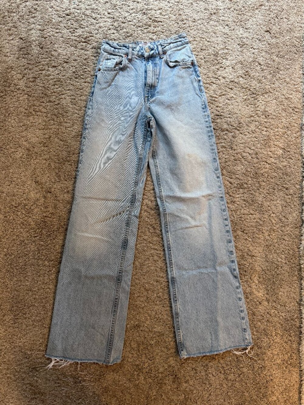 Zara Light Wash High Rise Wide Leg Jeans